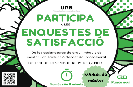 Imatge on informa ja estan obertes les enquestes de satisfacció de graus. 